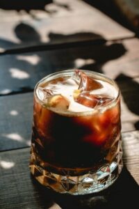 a glass of carbonated drink