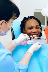 a girl receiving dental treatment